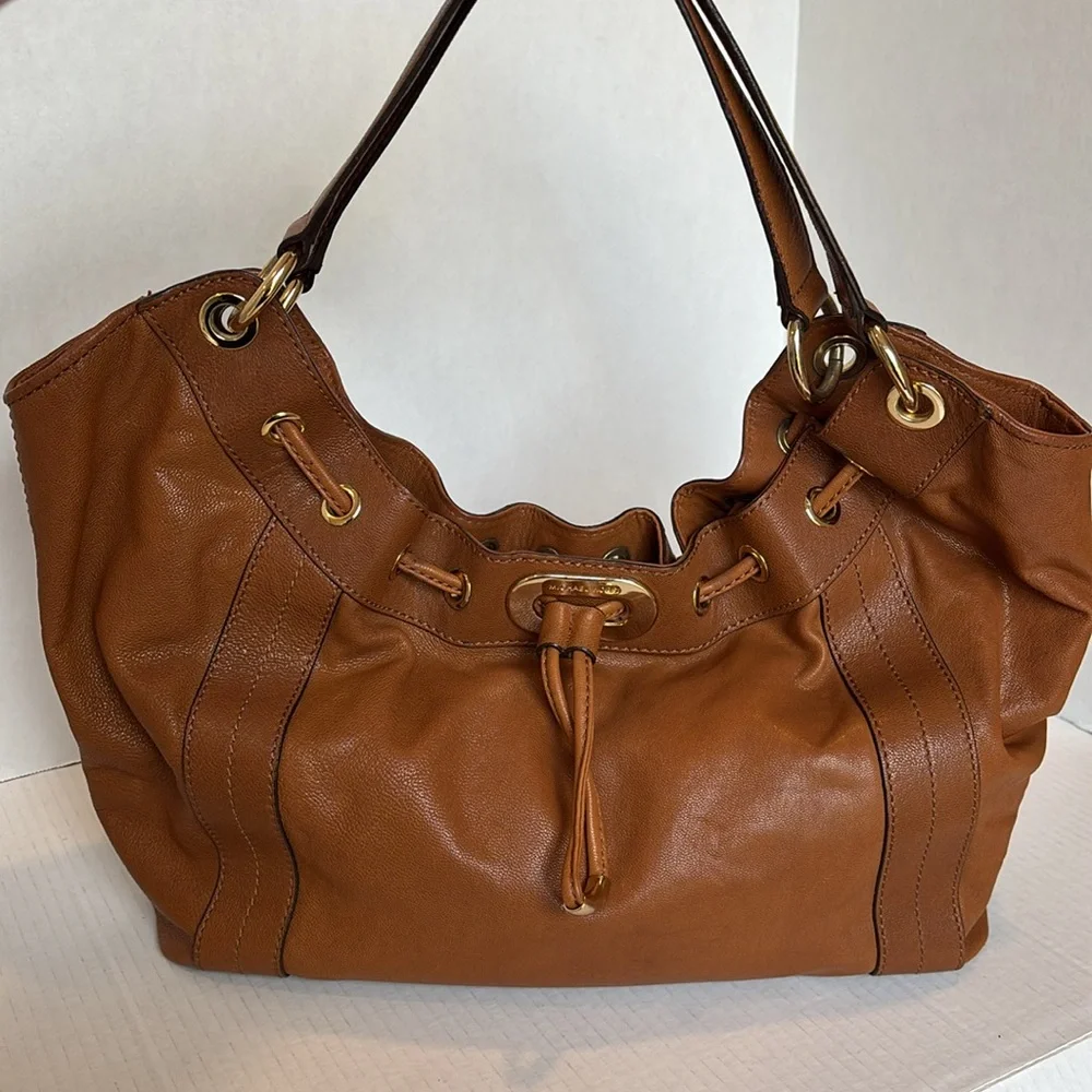 Michael Kors Large Brown Leather Shoulder Bag Gold Hardware